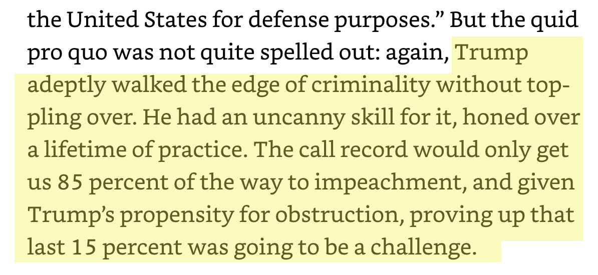 8/ Eisen knew he was up against masters of spin and coverup. They had to work fast to stay ahead of Trump.About the Zelensky quid pro quo, Eisen writes (I’ll assume readers of this Twitter Book Report followed the unfolding of the Operation Ukraine Shakedown impeachment)