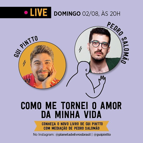 anjoguipintto's tweet photo. LEMBRANDO QUE HOJE TEM LIVE DO @guipintto 😍 Às 20 hrs no instagram da @/planetadelivrosbrasil pra falar sobre o LIVRO NOVO!! https://t.co/uD0KU2p20P