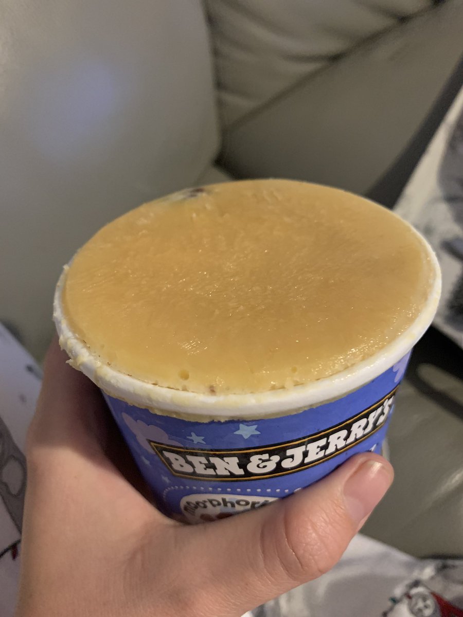 _jodyanne's tweet photo. Treated myself to some @benandjerrysUK in the @Tesco shop this week. Really looking forward to it, take off the lid to this... what even is this? When you pay nearly £5 for a tub of ice cream you don’t expect this. #gross https://t.co/j42T9C6jTL
