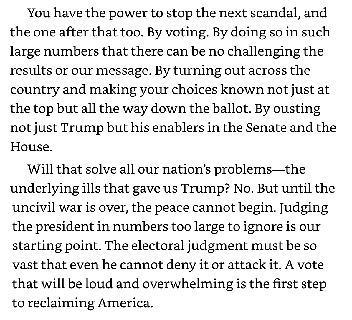 16/ Eisen ends his book with a plea to the jury. He has done all he can possibly do. It’s now up to the American voters I know, I know. It’s what I—and others—have been saying.I swear I didn’t read the book until now! I guess I’ve been channeling my inner Norm Eisen.