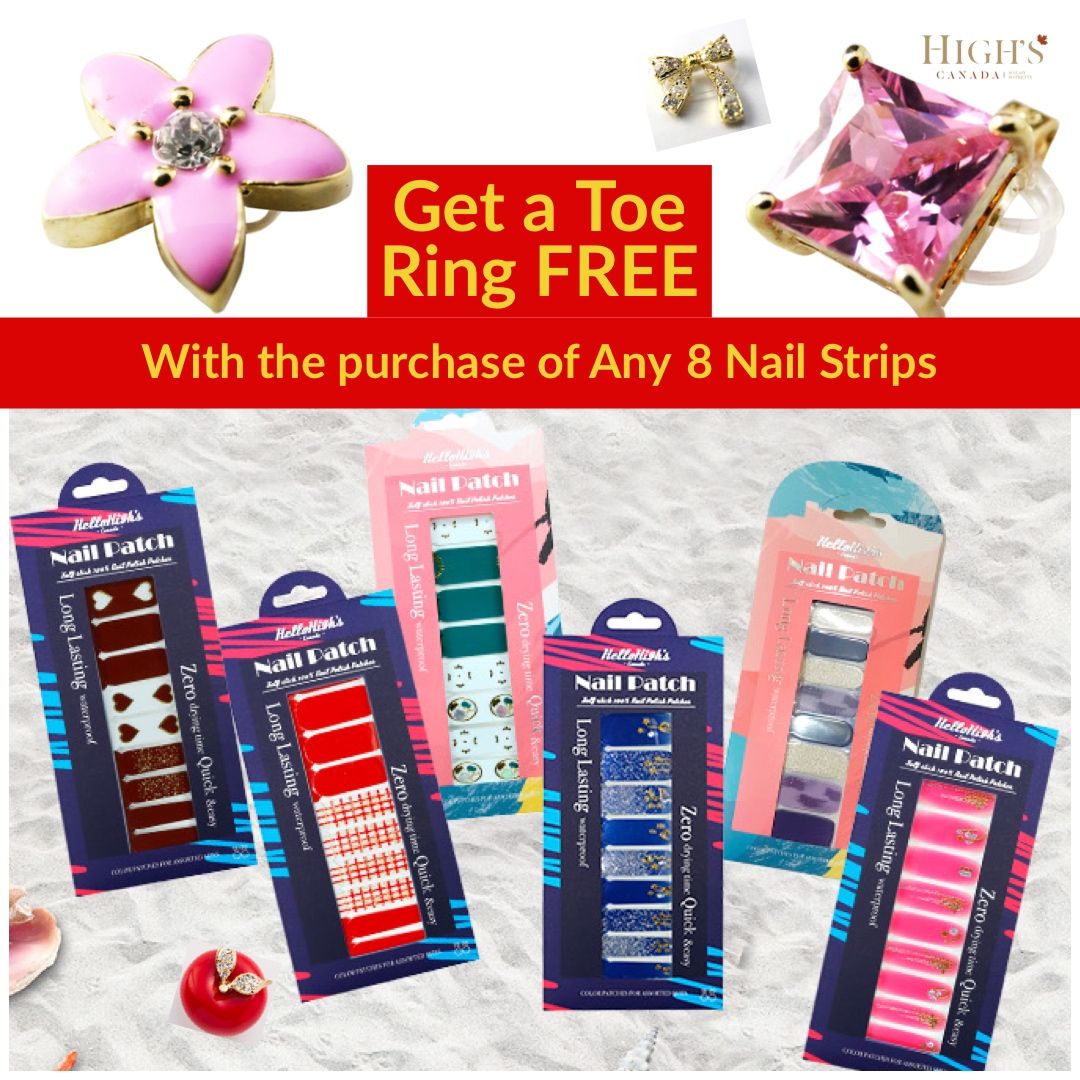 Highs16's tweet photo. Get a Toe Ring FREE 
With the purchase of any 8 Nail Strips

Shop Here
https://t.co/nW0X34F3p5

#summer #summertime #designs
#highscanada #highsbeauty #homespa #DIY #beauty #skincare #onsale #nailcare #nails #design #glitter #nailstrips #nailpolish #nailcolours #nailart #gelnails https://t.co/EGxzCFw7Ai