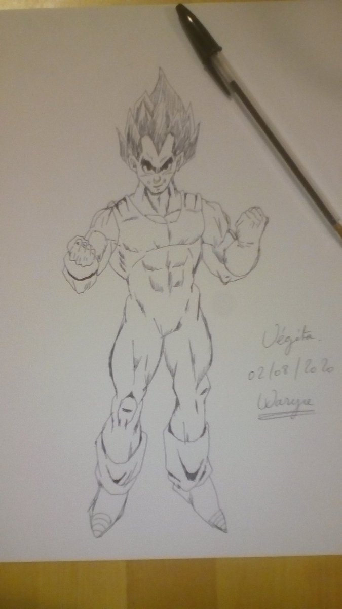 Waryu_'s tweet photo. Bon ben ça va. Je n'ai pas trop perdu la main 😎
#Vegeta #dessin #mainlevee #stylobille https://t.co/1OMp5OK5fz