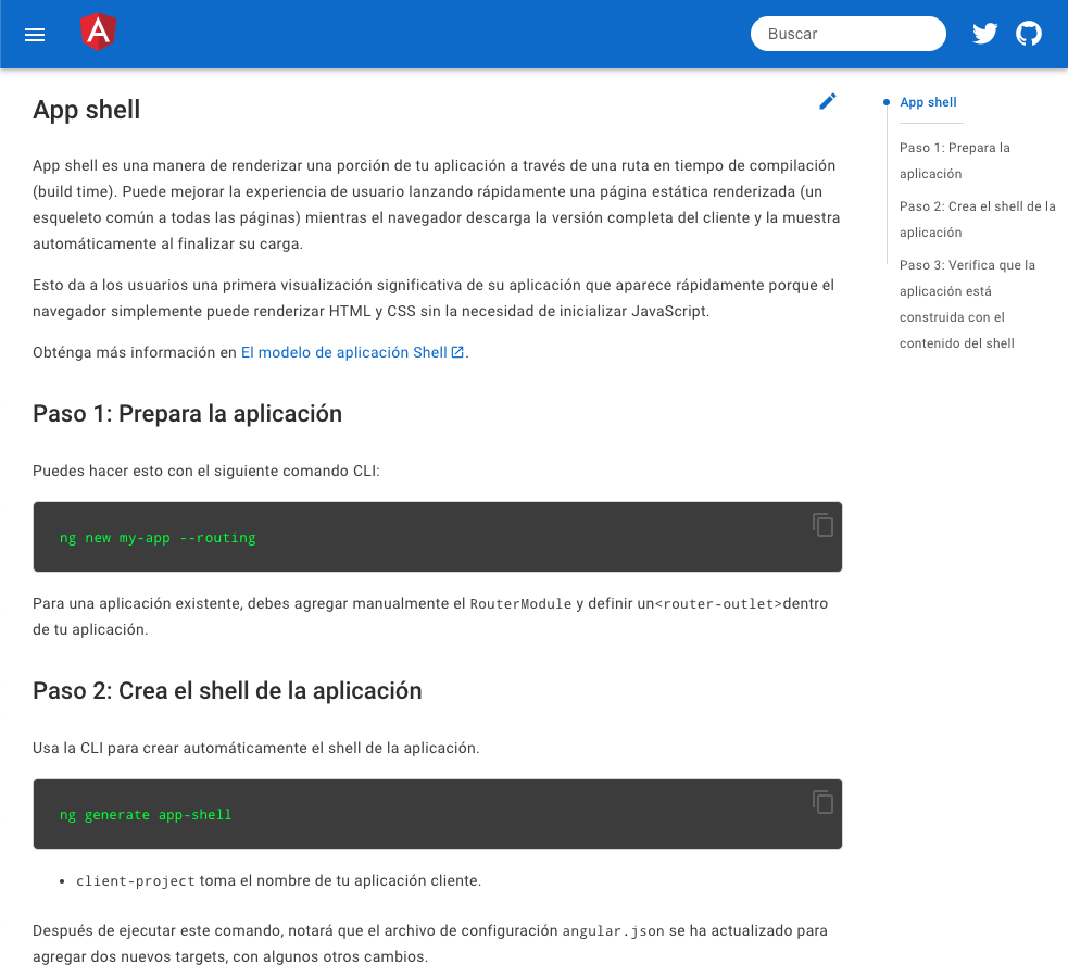 ¡Nuestra primera guía completa ha sido traducida al español!

La Guía de la App Shell ya está disponible: docs.angular.lat/guide/app-shell

¡Gracias a <a href="/alejandrocoding/">🅰️lex Lor🅰️</a>, <a href="/cmodev/">Christian Morante 🇪🇨🏠</a>, <a href="/villanuevand/">Andrés 'El Pana' Villanueva</a>, y <a href="/devpato/">Pato</a> por sus esfuerzos en esta traducción!