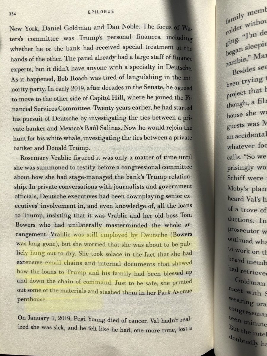 Rosemary Vrablic has been worried for a long time that  @DeutscheBank might throw her under the bus. She took precautions. (From DARK TOWERS)