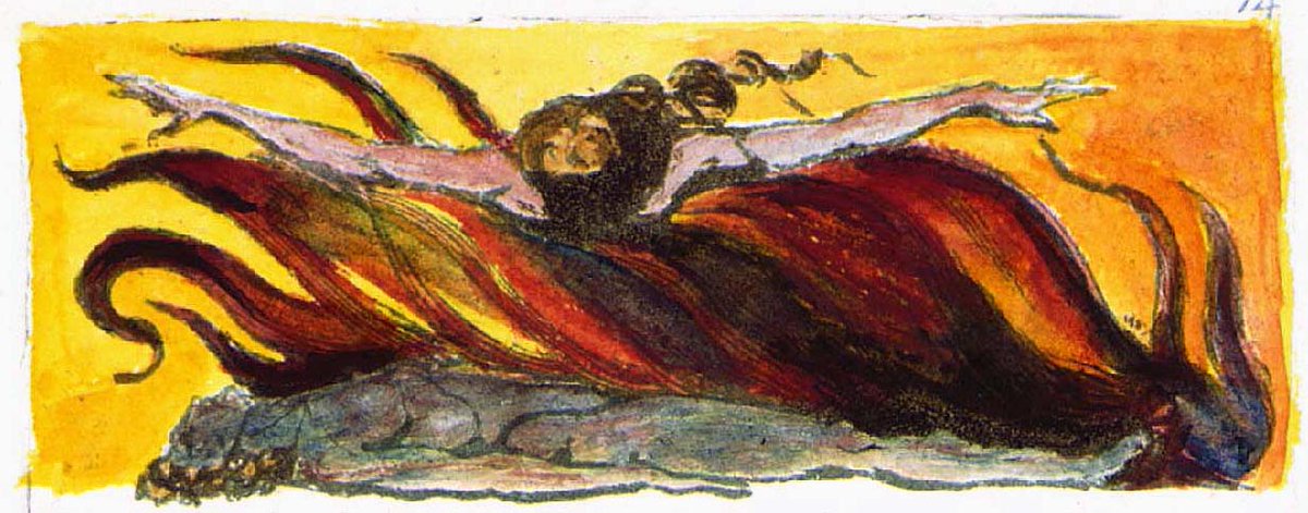 Blake_Society's tweet photo. #BlakeBookClub question three for tonight - Like the text, The Marriage's artwork is full of flames. What is the fire doing in the illustrations – destroying, purifying, radiating warmth, generating energy or something else entirely?
🔥🔥🔥 https://t.co/T4piXrOAdH
