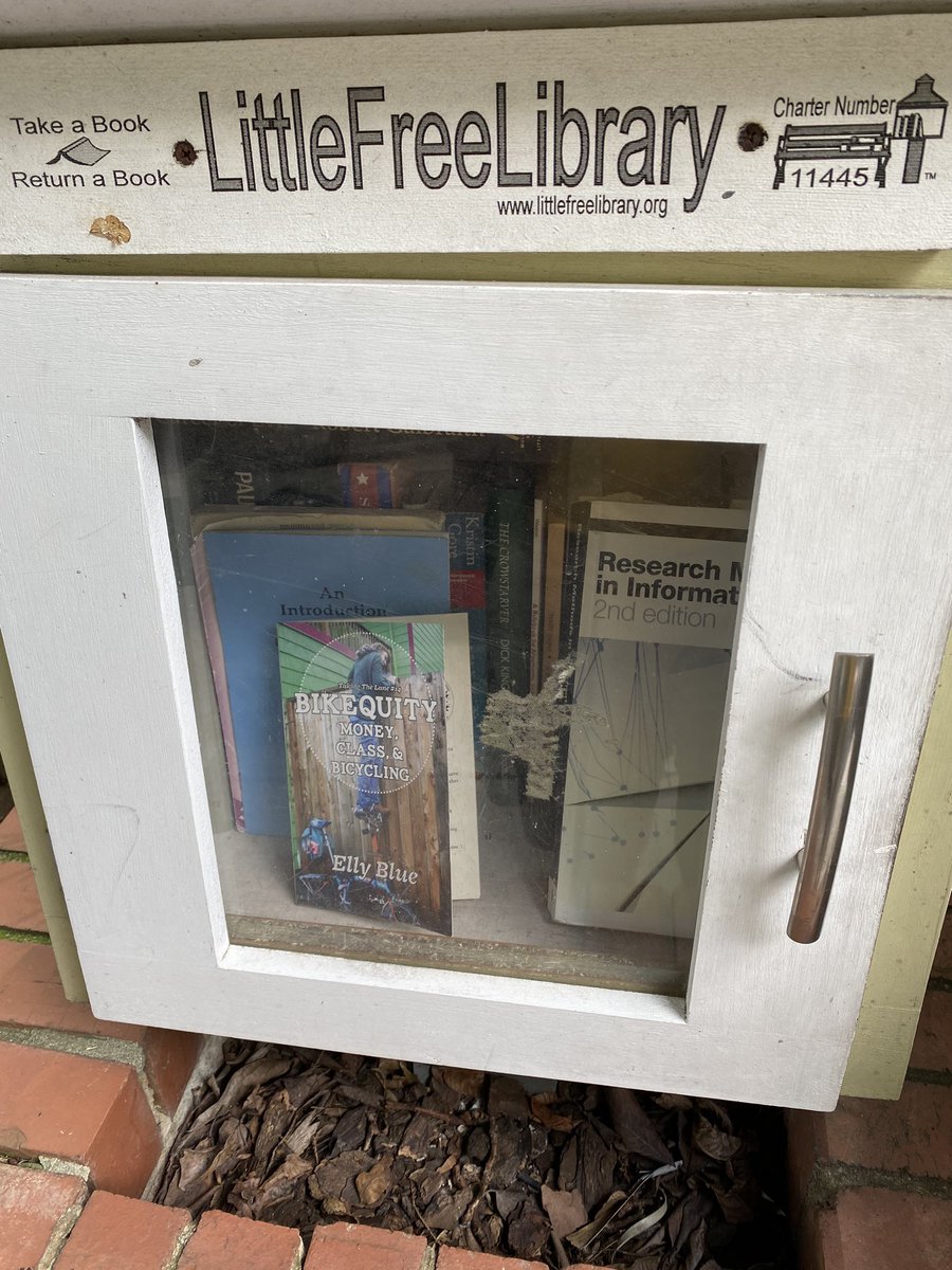 Hello, neighbors! If you’re interested, I just dropped “Bikequity: Money, Class, & Bicycling” at the @LtlFreeLibrary at 2817 18th St NW.