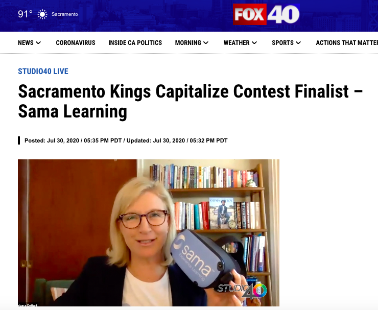SamaLearns's tweet photo. Fox40 sharing the news about Sama Learning's VR platform.  Don't forget to vote for Sama today at the Sacramento Kings Capitalize 2020 contest.  https://t.co/EE1GAjQDzY https://t.co/B3yIFqQ2hA