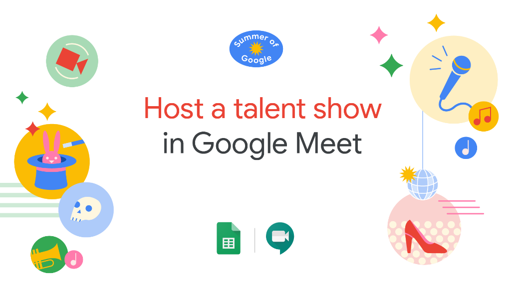 GoogleForEdu's tweet photo. The show must go on! Have a digital talent show with students &amp; families by creating a method to sign-up in #GoogleSheets. Then host the talent show using #GoogleMeet. https://t.co/oDk8QbXVwy