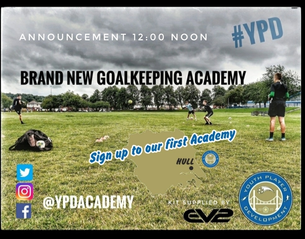 YPDacademy's tweet photo. We have a big annoucement coming to you at 12:00 noon tomorrow
OUR VERY OWN GOALKEEPING ACADEMY COMING TO A VENUE IN HULL 🙌⚽️
Find out more tomorrow
#bepartofsomethingnew
#YPD #ev2 #YPDHull #YPDHuddersfield #pheast #everymomentcounts #brandnew #goalkeepingcoaching https://t.co/fhGFXxfviy