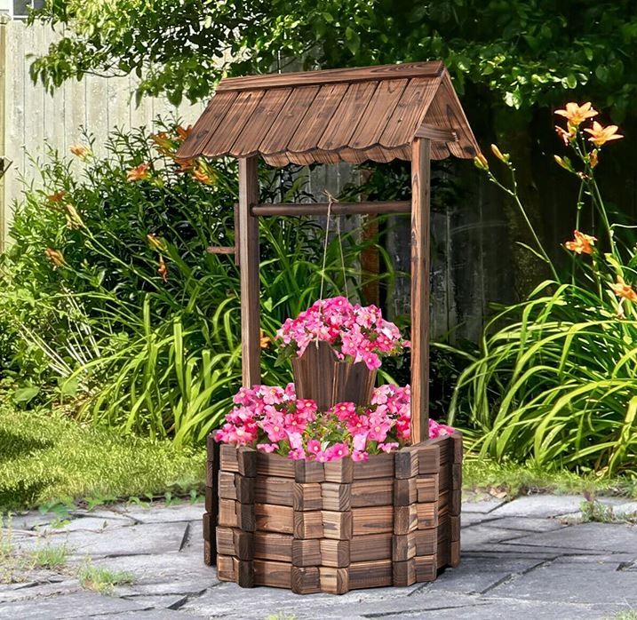 UntilGoneCom's tweet image. This Outdoor Wooden Wishing Well Bucket Planter will be an excellent decoration for your lawn, backyard, or garden! Originally $357.95, you can get one for $187.99. Yours Until Gone! buff.ly/3ghdnrv #untilgone #deals #well #garden #planter