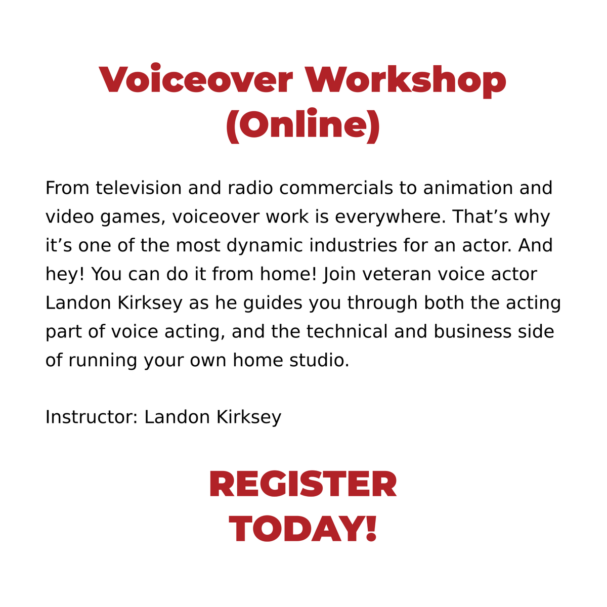 westsidecomedy's tweet photo. Keep building your resume and learn how to create your own home studio for voiceover work! We meet on Zoom starting tomorrow night. https://t.co/OYbiAAffWQ
#voiceover #VO #voiceactingauditions #VoiceActors #thingstodoinquarantine #actorlife https://t.co/IqDb3cJPDu
