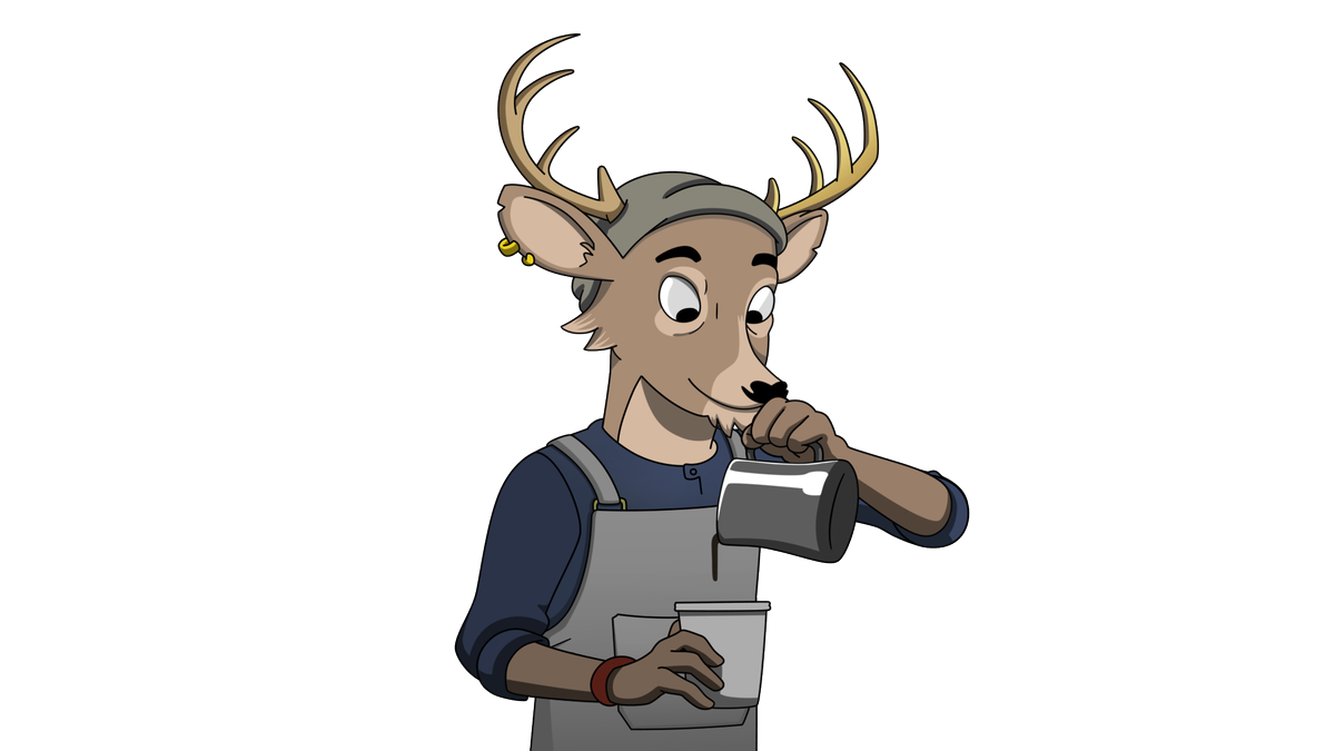 CascadeCafe's tweet photo. A little preview of some upcoming artwork by @sol_azpiroz. This barista will be working away in the background making everyone their fancy drinks ☕️
#digitialart #indiedev #gamedev #illustration #CascadeCafe https://t.co/mWVA36PhQg