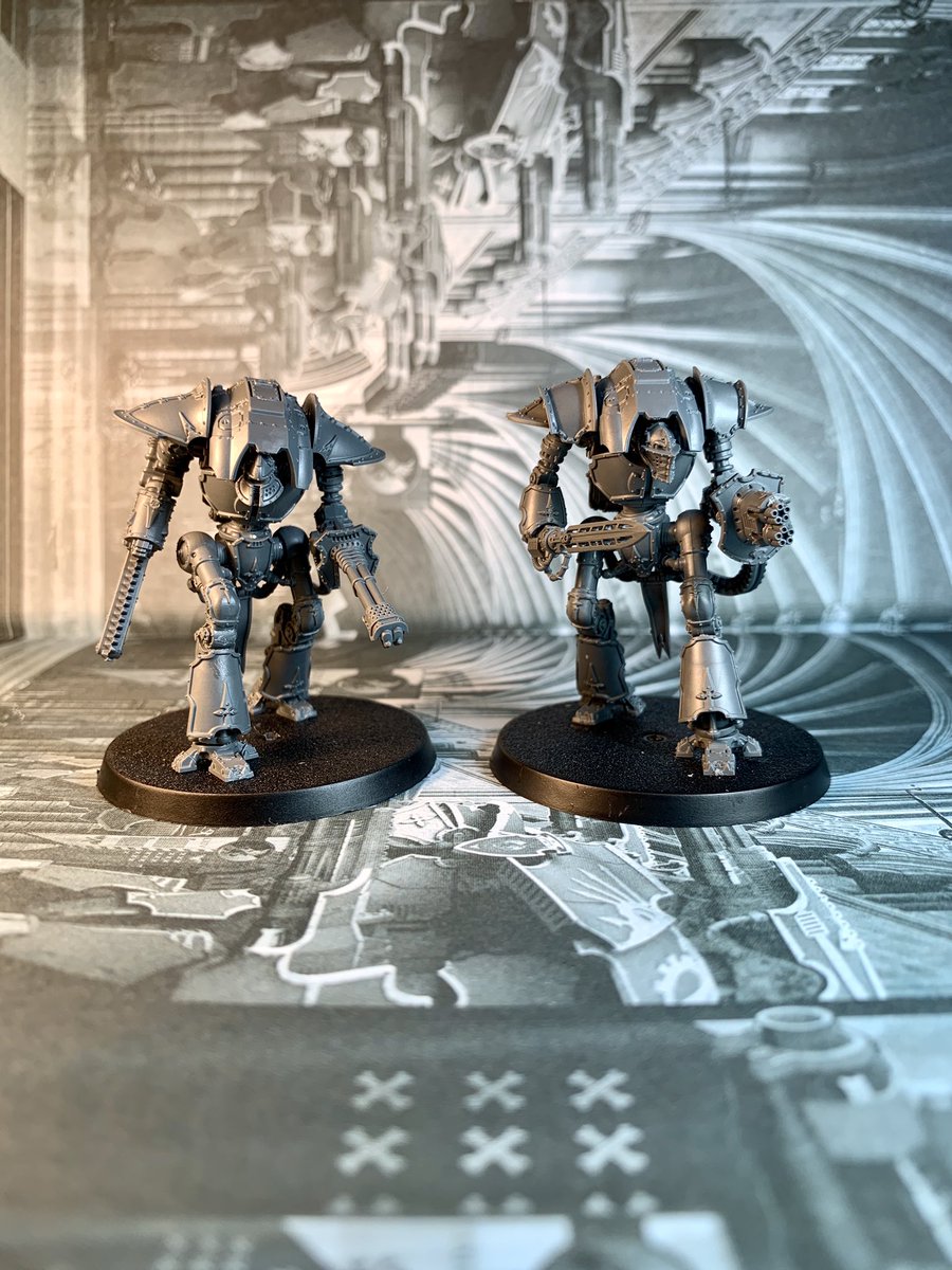 TheForgeofMars's tweet photo. Good evening my fellow Princeps. 

Well that’s the first two of the new knights built. 

#WarhammerCommunity #adeptustitanicus #acheron #castigator #teenytinyknights #fluffandfury #warwardens #warmongers #wepaintminis #wargaming #hobby https://t.co/fZkwyTPtEU