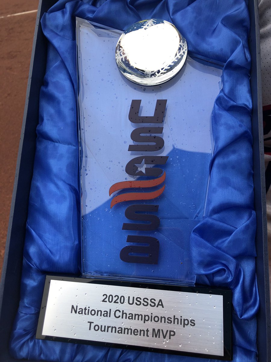 MadiBalk's tweet photo. National Champs! Thank you (USSSA Pride 18u Zak) for having me this weekend! I pitched 28.2 innings with 63K’s, 5 walks, 2 HBP, 8 hits, and only 1 run scored. At one point I had 30K’s in 10 consecutive innings. I received the Tournament MVP and the Most Outstanding Pitcher Award! https://t.co/cyOuDiuot1