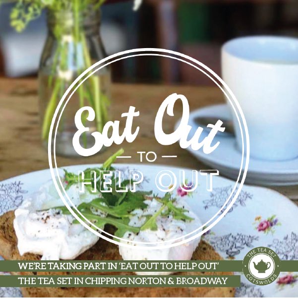 We‘re happy to be taking part in the ‘Eat Out to Help Out’-scheme this month. 

We serve delicious Breakfast, Lunch, Afternoon Tea, Cake, Tea &amp; Coffee.

#ShopCotswolds #ShopLocal #SupportIndependent #SmallBusiness #TeaRoom #VintageTeaSet #AfternoonTea #Cotswolds #EatOutToHelpOut