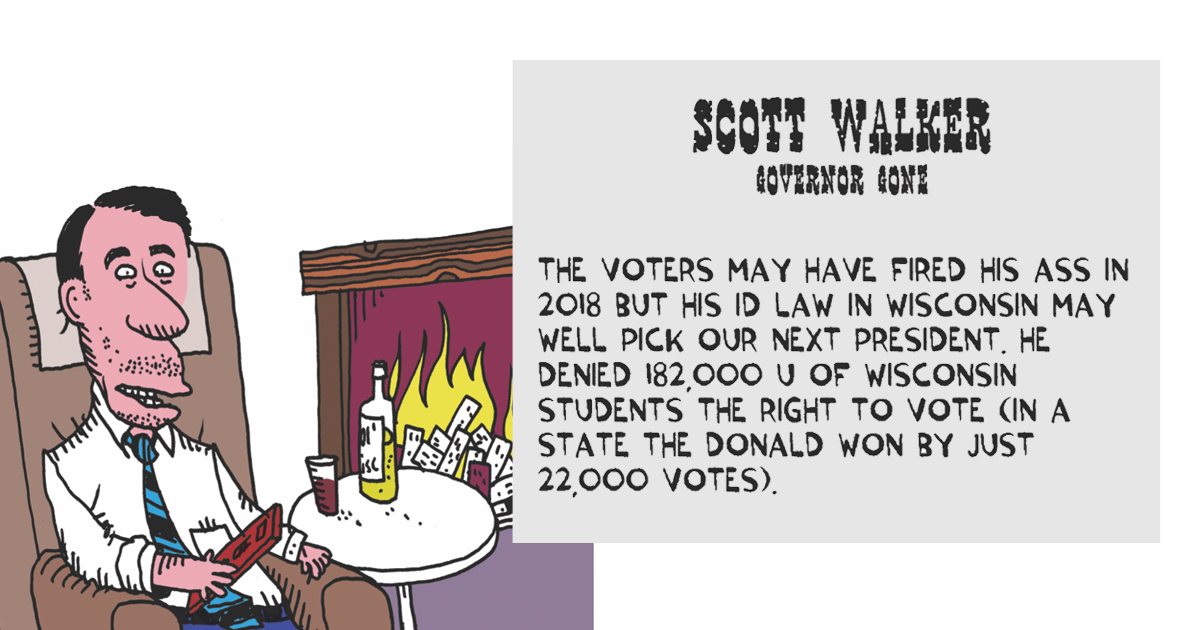 And  #Wisconsin’s student vote evaporated. Nationwide, only two states recorded a drop in student voting. Wisconsin’s drop was breathtaking: In-precinct voting by students declined by a third, from 67 percent to 49 percent.  https://www.gregpalast.com/wisconsin-eats-its-young/