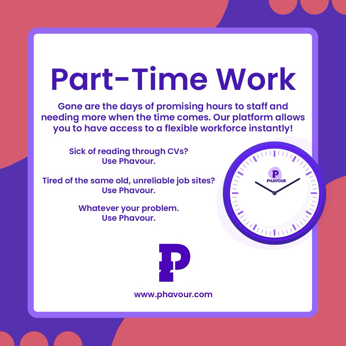 PhavourLtd's tweet photo. To find out more about how flexible you can be with Phavour, visit our website at https://t.co/DLfypGyhbB
#phavour #doaphavour #cv #coverletter #experience #skills #oneofftask #freelance #parttime https://t.co/OoTyibGAea