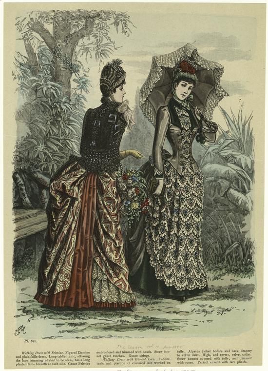 Browns, modes, and neutral tints, with black and white, make the prettiest dresses for the street.”—The Ladies’ Book of Etiquette and Manual of Politeness, pg 29 (1872)