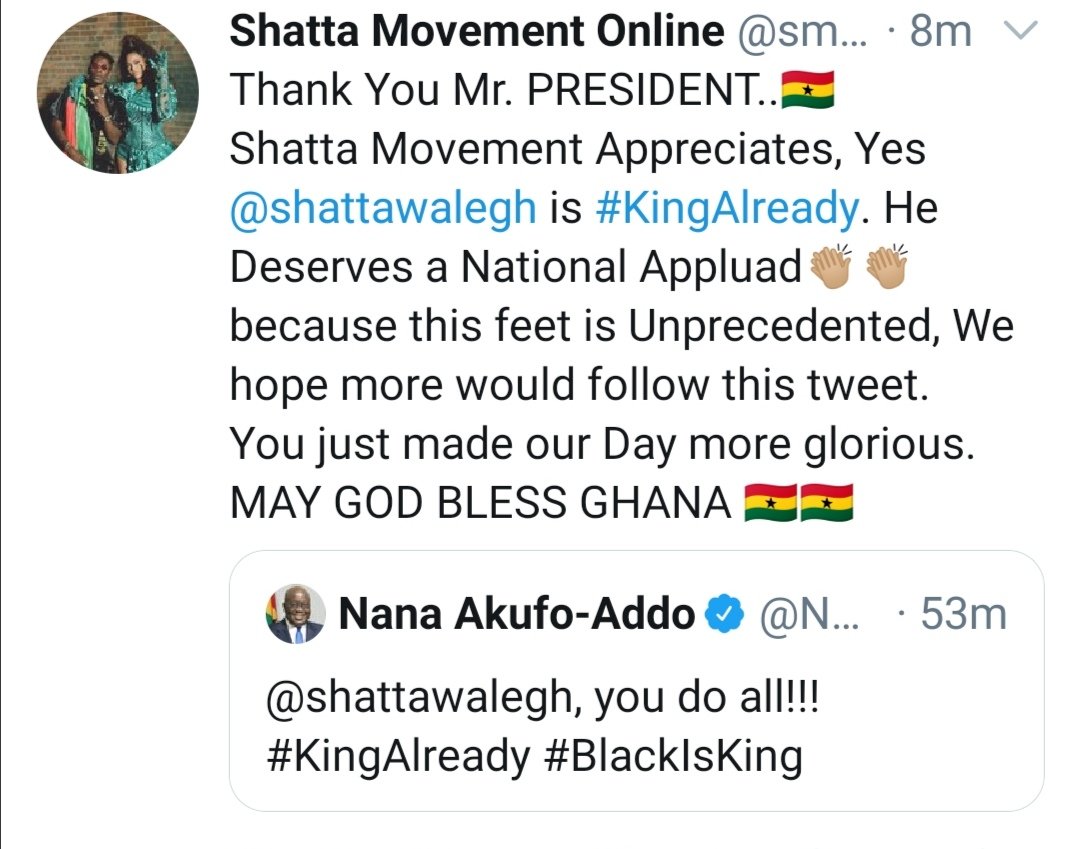 sm2daworld's tweet photo. Retweet if you believe, @shattawalegh Deserves more than a Tweet from Our President.
An Official #StateAward4Shatta won't be bad kraa #KingAlready #BlackIsKing Taking #GH2DAWORLD No Easy oh
https://t.co/ofZz4LpHec https://t.co/s1wixSQ73l