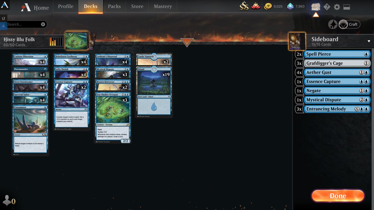 GaryCampbellMTG's tweet photo. So, yesterday I tweeted that my successful Bo1 Mono Blue would not be viable for Bo3. So 3 hours building a Bo3 Mono Blue in the morning, got there ๐คฃ. Old guy still got his luck ๐
Old brain is frazzled now, as every game is very close. 1/1 flier clock!! #MTGArenaOpen https://t.co/GGHMiWIVuJ
