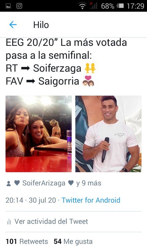 Pasa a la semifinal 👏👏 la dupla Soiferzaga 💛💙 con 101 votos