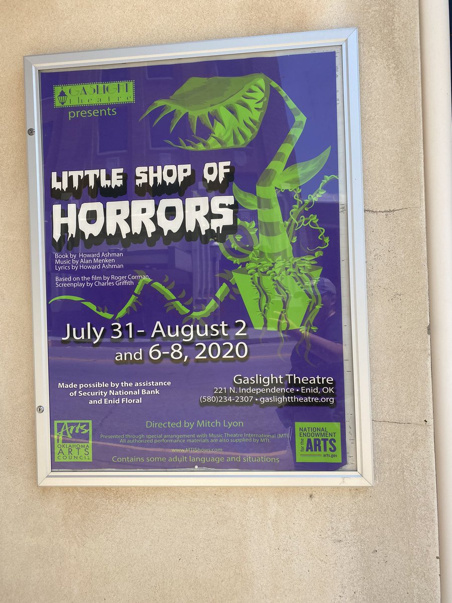 dbuck405's tweet photo. Great job to the cast and crew of the Little Shop of Horrors.  If you get the chance, it’s still running next weekend at the Gaslight in Enid. https://t.co/enptE2Vaeo