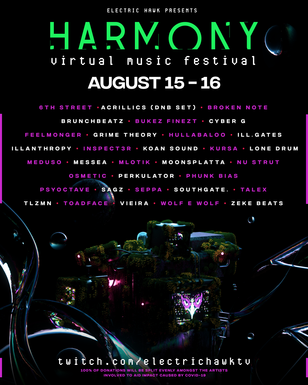 Electric Hawk Harmony Virtual Music Festival Live Stream Lineup