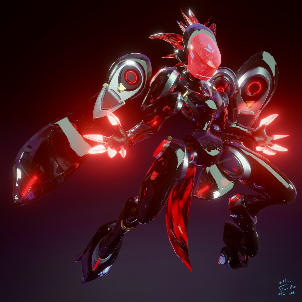 Echo Protogen 3D version of Zillions Echo With red variant #protogen #blend...