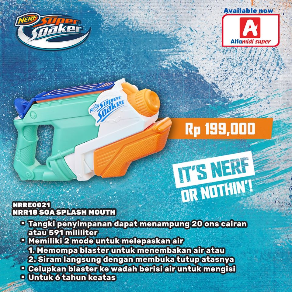 alfamidi_ku's tweet photo. Aktifitas outdoor bersama Nerf Super Soaker pasti sangat menyenangkan!!
Kini Nerf Super Soaker hadir di Alfamidi loh!! Yuk buat keseruan beraktivitas outdoor di halaman rumah dengan keluarga mu!
#NerfDiAlfamidi #BringHomeTheFun #BringHomeTheAction #Nerf #Hasbro #AyokeAlfamidi https://t.co/k1lsxtKQeL