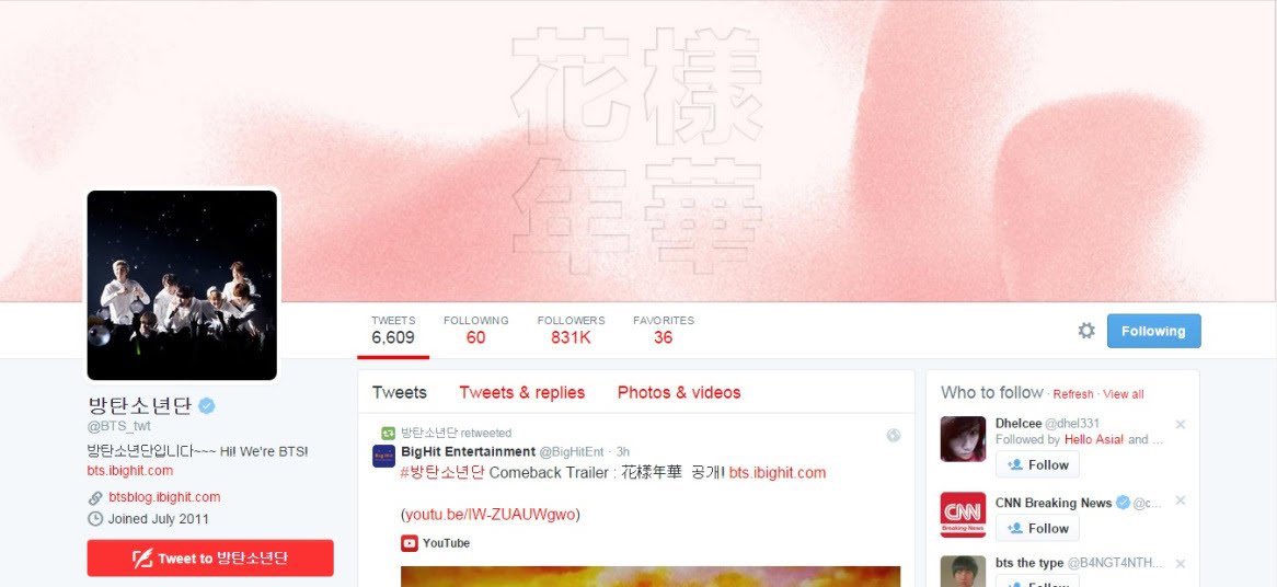 1. Red Bullet Tour ends w 820k followers2.  @BTS_twt HYYH begins: New header for The Most Beautiful Moment in Life Part 1 3 & 4. HYYH Part 1 layout with Concept photo update