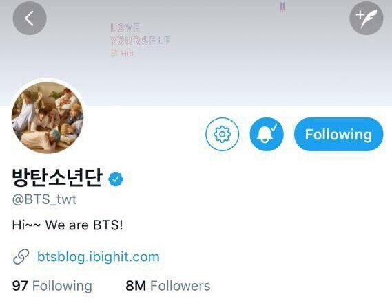 Love Yourself era begins!1. Layout change before the Love Yourself: Her concept photos2.  @BTS_twt Profile pic update (version L of photos)3. BTS changed their bio slightly (again & again)4. BTS reached 8M followers