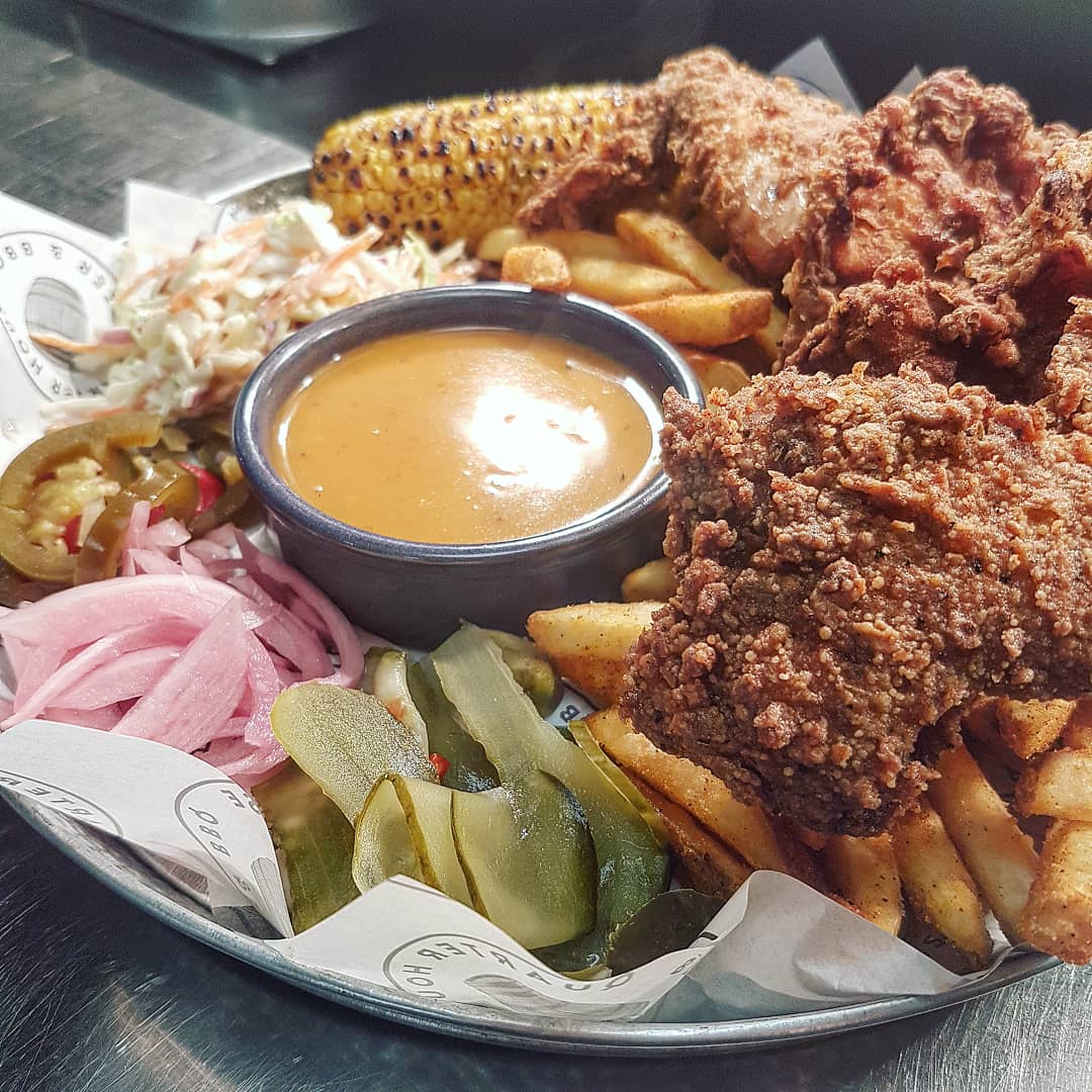 bern_whitehead's tweet photo. QHFC fried chicken bonanza @quarterhousenq #friedchicken #wings #chickenthighs #buttermilk #kfcgravy https://t.co/ekoupN1pIE