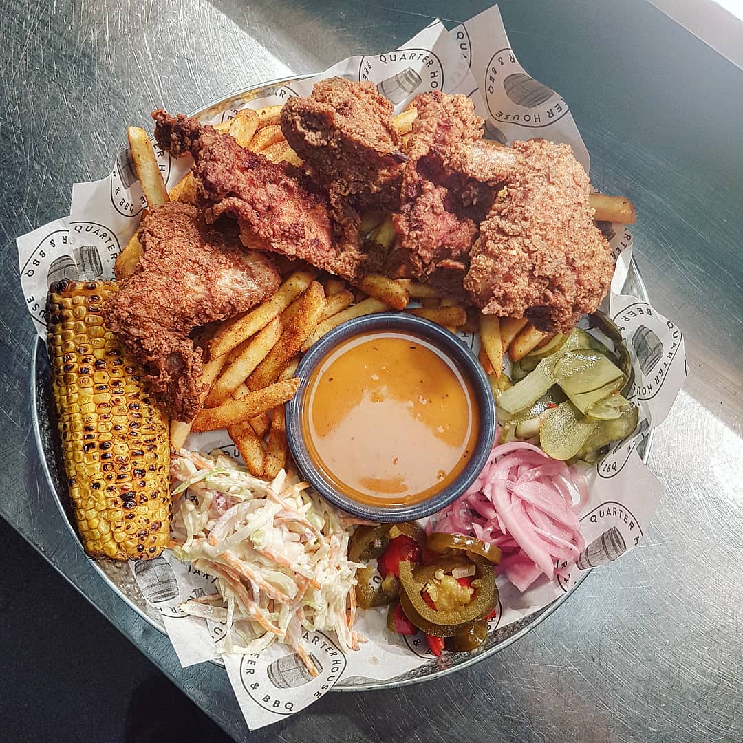 bern_whitehead's tweet photo. QHFC fried chicken bonanza @quarterhousenq #friedchicken #wings #chickenthighs #buttermilk #kfcgravy https://t.co/ekoupN1pIE