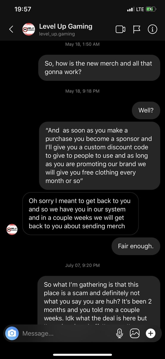 TrueQuick24's tweet photo. So if any of you have an Instagram. Do me a solid and make a post about level up gaming being scammers and tag them. I feel I was very professional but they didn’t hold up their end of the deal. Let’s put people like this on blast please. #exposethefake https://t.co/AjGYfETLuA