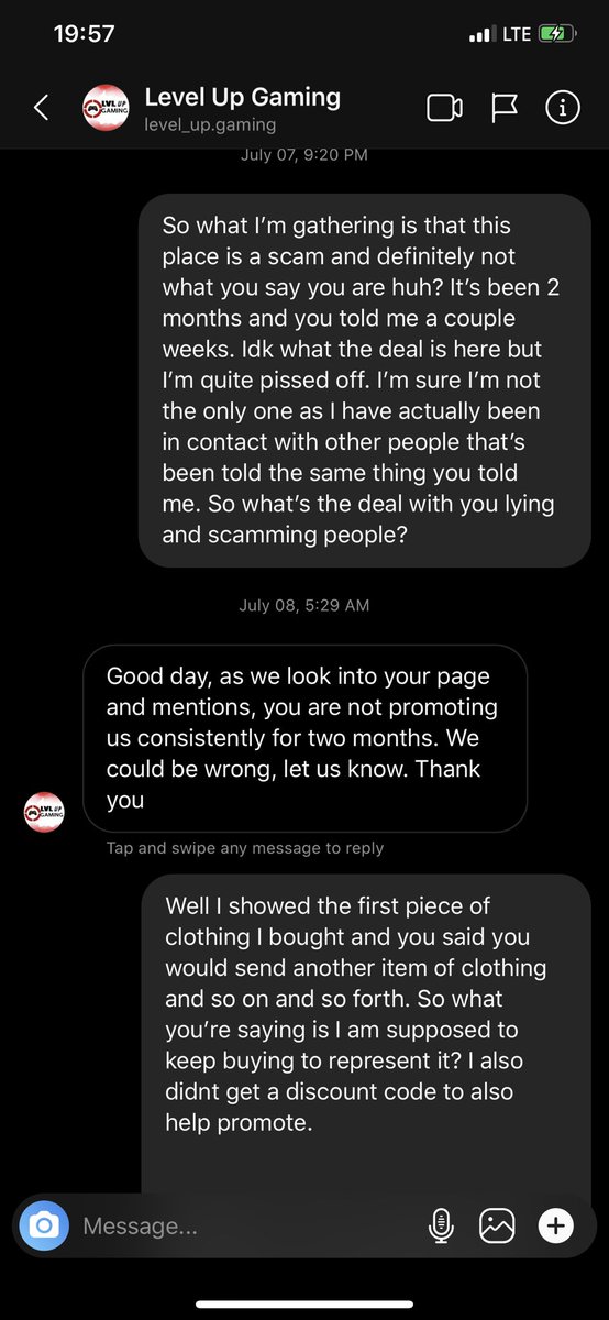 TrueQuick24's tweet photo. So if any of you have an Instagram. Do me a solid and make a post about level up gaming being scammers and tag them. I feel I was very professional but they didn’t hold up their end of the deal. Let’s put people like this on blast please. #exposethefake https://t.co/AjGYfETLuA