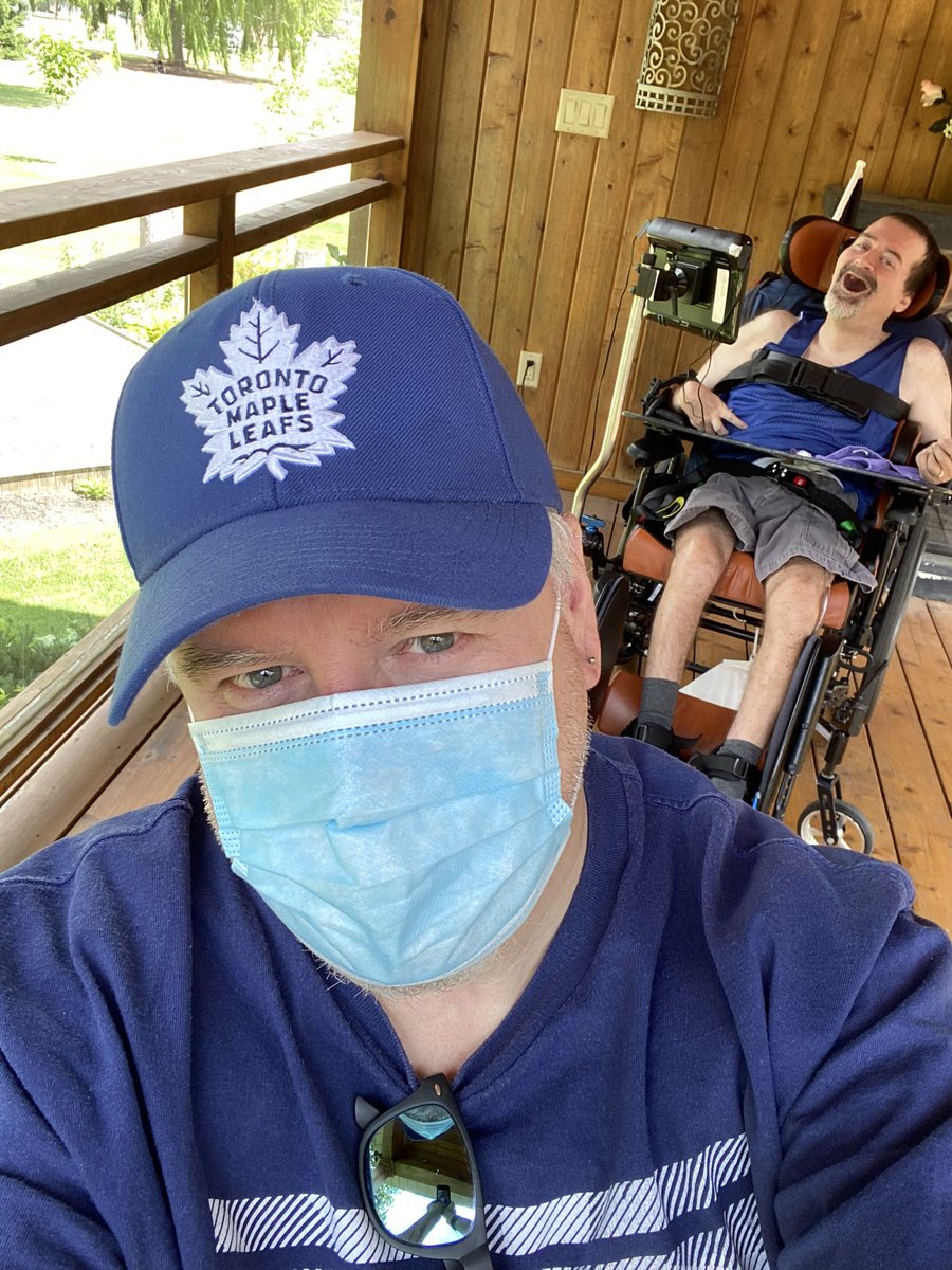 AndrewONielsen's tweet photo. I’m in a hold and secure at my home due to covid19 and currently I’m not allowed any visitors.  

My best friend @DundasDuke can’t watch the @MapleLeafs game with me, so we are going to watch it and talk together on @alexa99 #GoLeafsGo #LeafsForever #LeafsNation #Leafs https://t.co/VXidLRmgIl