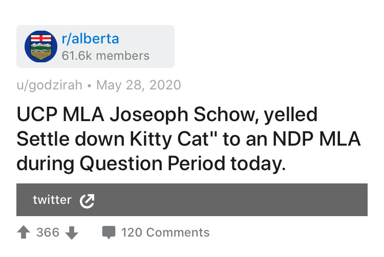 And it’s not just right-wing randos posting from their basements. The misogyny is coming from sitting UCP MLAs ... while actually sitting in the Legislature.