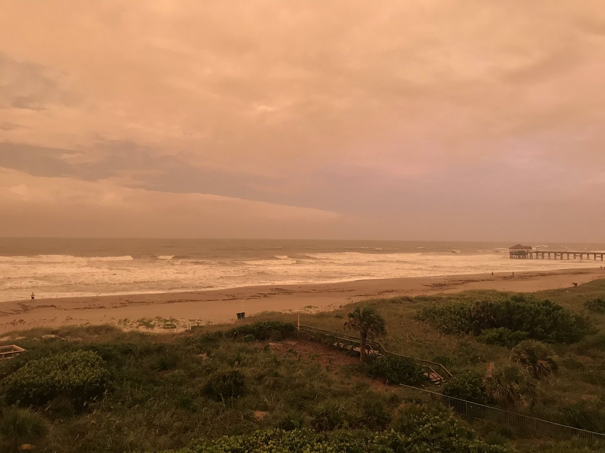 In an otherwise gray, rainy wind-filled day, the sun has the last word. Incredible sky with #TSIsaias just off the Central Florida coast.