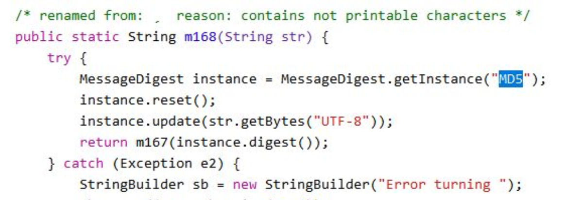 Use of insecure hashing algorithms (MD5, which NIST deprecated in 2011):