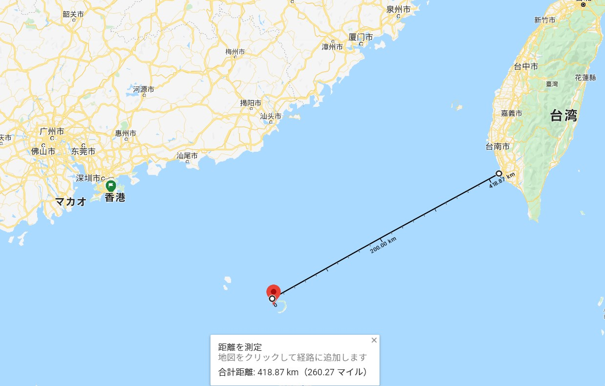 黒色中国 東沙諸島ってどこ という人もいるだろうから 図解すると香港の南東310km 高雄の南西418kmの位置にあり 現在は台湾軍が駐屯しており 港と空港がある 中国軍が東沙諸島奪取を目論むということは 米中戦争や台湾侵略が近づいていることを