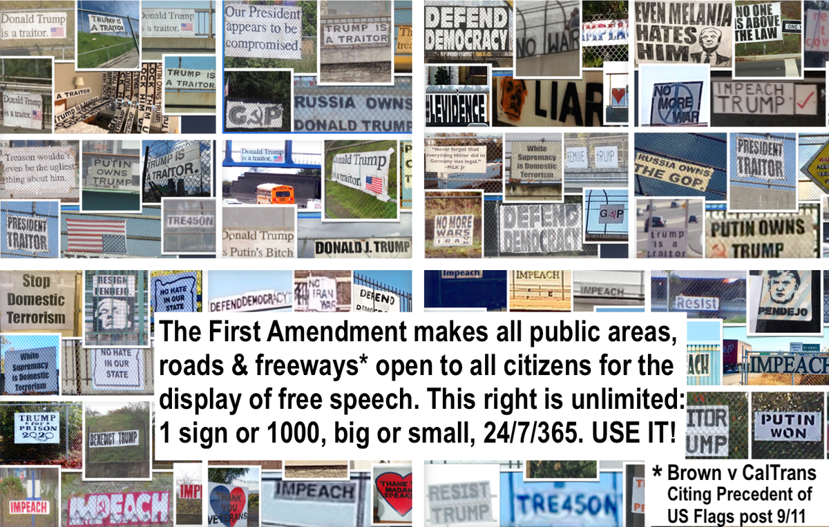 Dear  @realDonaldTrump  @DHSgov  @VP  @attorneygeneral &  @PortlandPolice:GREAT NEWS! PORTLAND - US GRAFFITI PROBLEM SOLVED!Legal Scholars confirm  #1stAmendment right to the commons grants citizens UNLIMITED USE of public areas for  #freespeech using REMOVABLE SIGNS! (thread!)