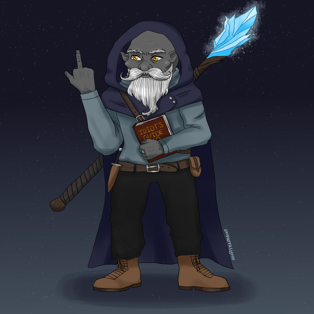 embarracyn's tweet photo. This is is my fiance's DND character Grana! He is a gnome wizard and is an icy boi! I'm gonna convince him to make his familiar a goose lmao. Commissions open if you want me to draw your character!
#dnd #dungeonsanddragons #gnomewizard #dndcharacter #oc #commissionsopen https://t.co/UfajGTWRMu