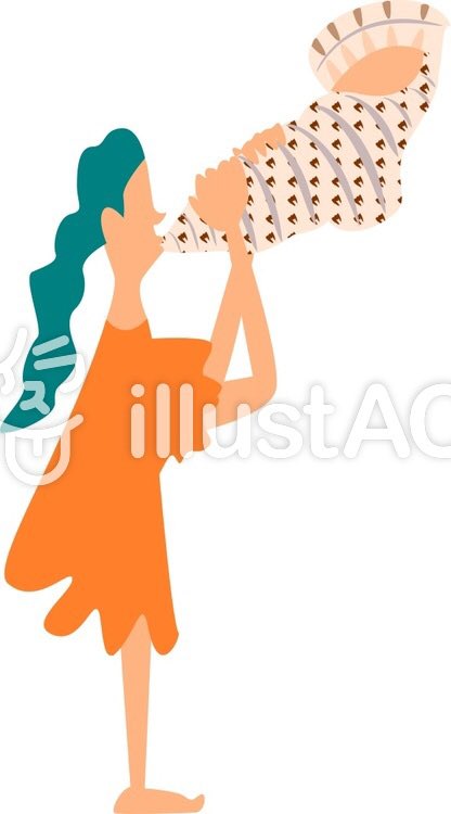 コツニクワラシ 法螺貝を吹く女 イラスト イラストac フリー素材 グラフィックデザイン 美飾家 ダウンロードはこちらから T Co V12fksabxk法螺貝を吹く女