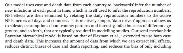 3/n The researchers then created two statistical models. The first inferred the reproductive number (Reff) at any point, using the cases/deaths dataThe second associated Reff with the measures put in place to get an idea of what works