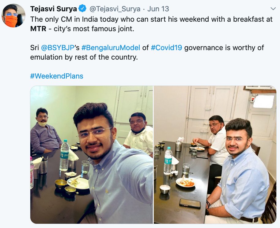 TheCommonMan80's tweet image. Get well soon #Yediyurappa &amp;amp; others. 
Let us not chest thump about #BengaluruModel or #AnyModel before ending corona.