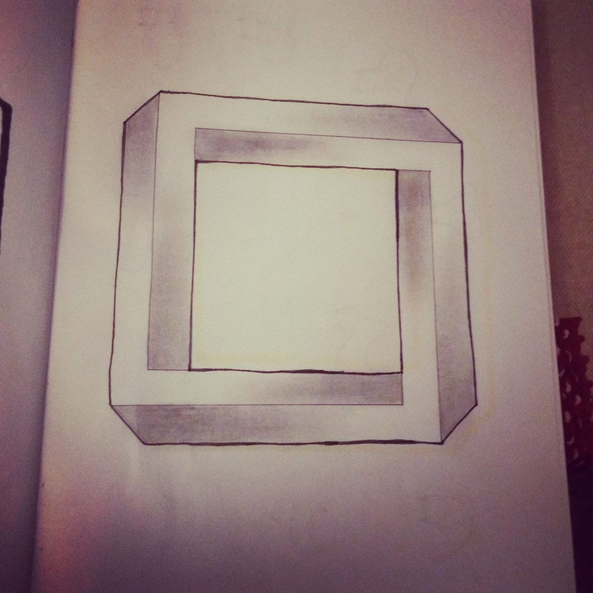 Impossible square

#impossibleshape  #impossibledrawing #impossiblesquare #opticalillusion #3deffect #3dsketch #3ddrawing #sketch #sketchbook #pencilsketch #pencildrawing #drawing #pencilonpeper #square #blackcatdraws