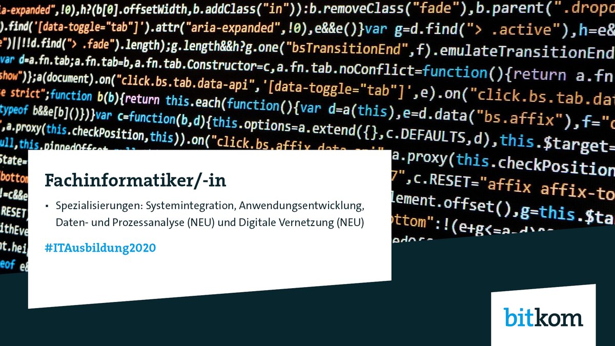 Die neugeordneten IT-Berufe bereiten #Azubis passend auf den Umgang mit neuen Technologien vor.
#Fachinformatiker können ab heute 2 neue Spezialisierungen wählen. 
👉bit.ly/2XD2c5p
👉bit.ly/3i0wVRp
Wir wünschen allen #Azubis einen guten Start! #ITAusbildung2020