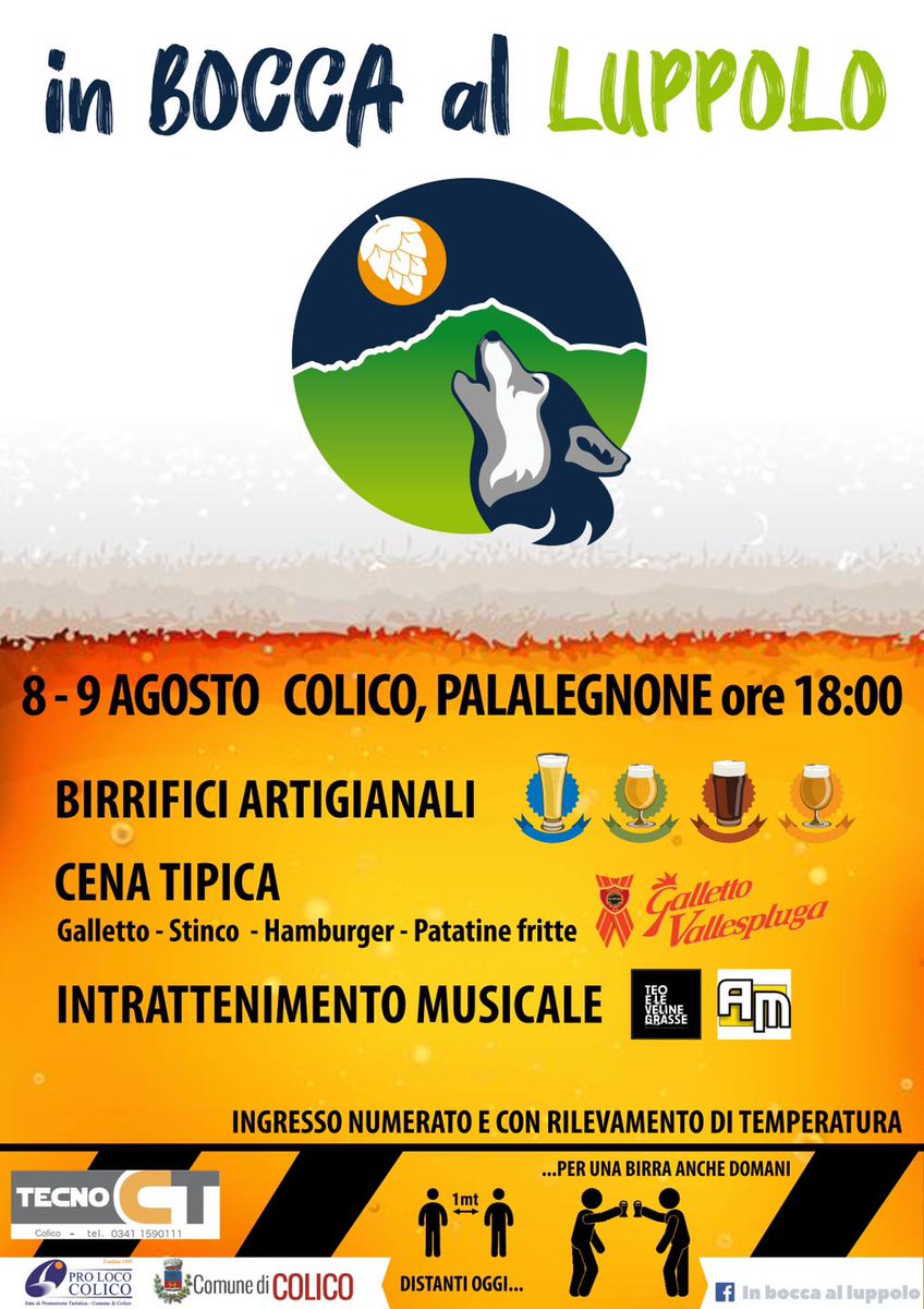 fratebirraiolo's tweet photo. 8 e 9 agosto in quel di Colico sul lago di Como....IN BOCCA AL LUPPOLO.....birra e buona cucina.....impossibile mancare!!
#birra #lagodicomo #colico #valtellina #luppoli #craftbeer https://t.co/tgZ2ze8WWg