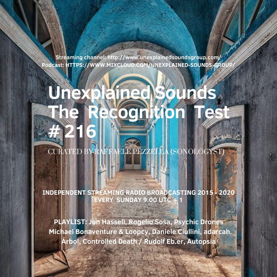 Sonologyst's tweet photo. The 216 podcast edition of radio transmission "The Recognition Test " is now on line:
#UnexplainedSounds #TheRecognitionTest #RadioShow
https://t.co/xJTUyEiIP6 https://t.co/u24PQhH6cV