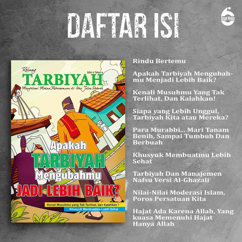 Sudah Terbit. Majalah Relung Tarbiyah edisi 17. 
APAKAH TARBIYAH MENGUBAHMU JADI LEBIH BAIK?

Jika berminat, hubungi Penerbit Al-Ihsan 

081386182192
atau
082261623155

Harga Rp. 15.000,-